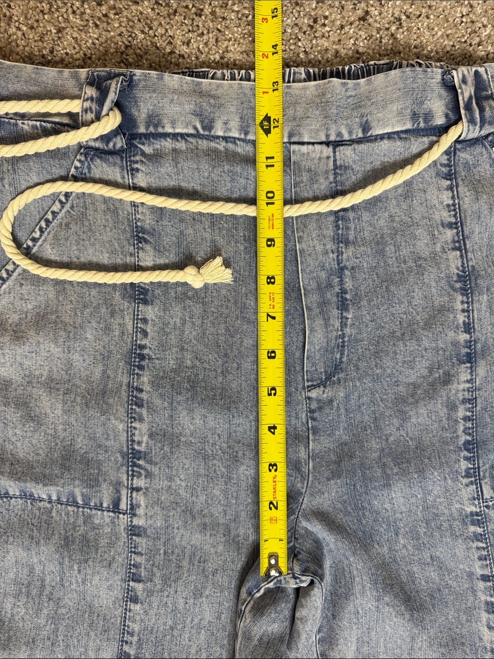 Jane + Delancey Light Blue Pull On Pant with Cord Belt & Elastic Back - Picture 4 of 13